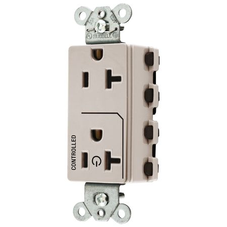 HUBBELL WIRING DEVICE-KELLEMS Straight Blade Devices, Receptacles, Style Line Decorator Duplex, SNAPConnect, 20A 125V, 2-Pole 3-Wire Grounding, Nylon, Light Almond SNAP2162C1LA